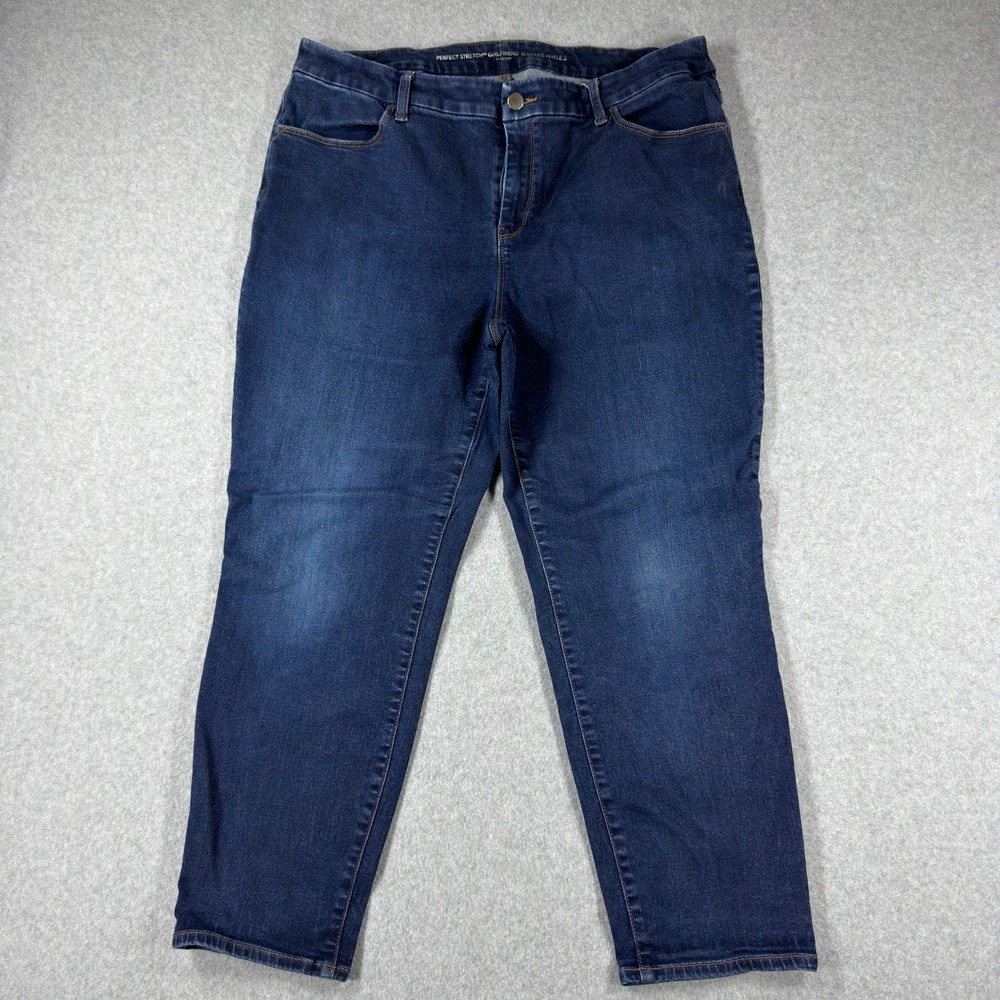 Chicos Perfect Stretch Girlfriend Slim Leg Ankle Jeans Dark Wash Size 3 US 16